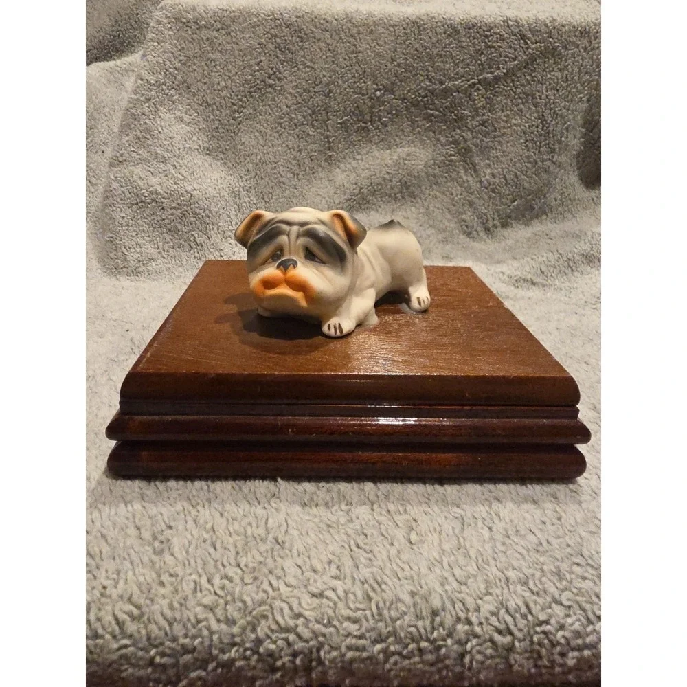 Vintage Bulldog Dog Playing Cards Grumpy Box For Cards Or‎ Trinkets Keepsakes